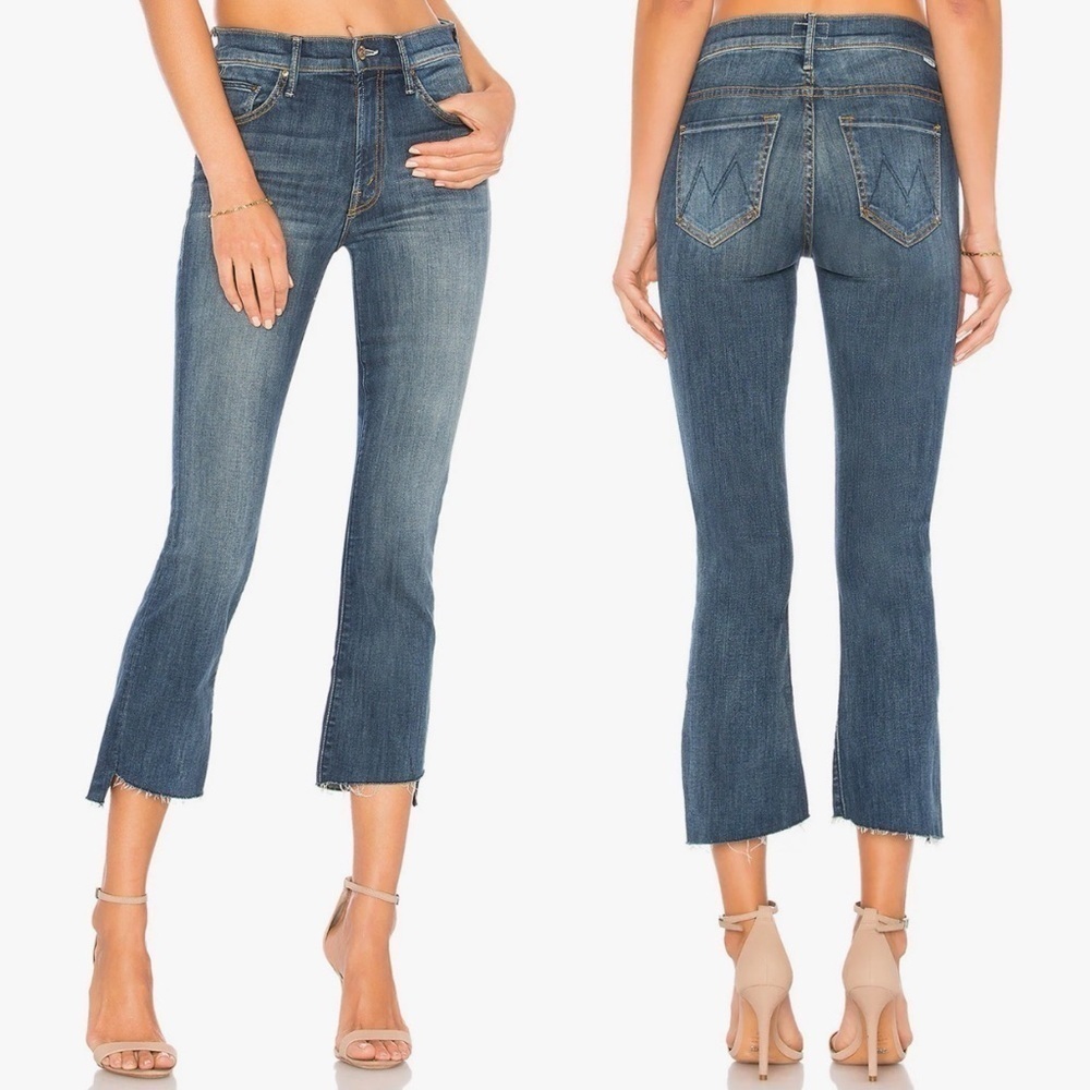MOTHER- The Insider Crop Step Fray Jeans in Not Rough Enough Dark Wash Size 26